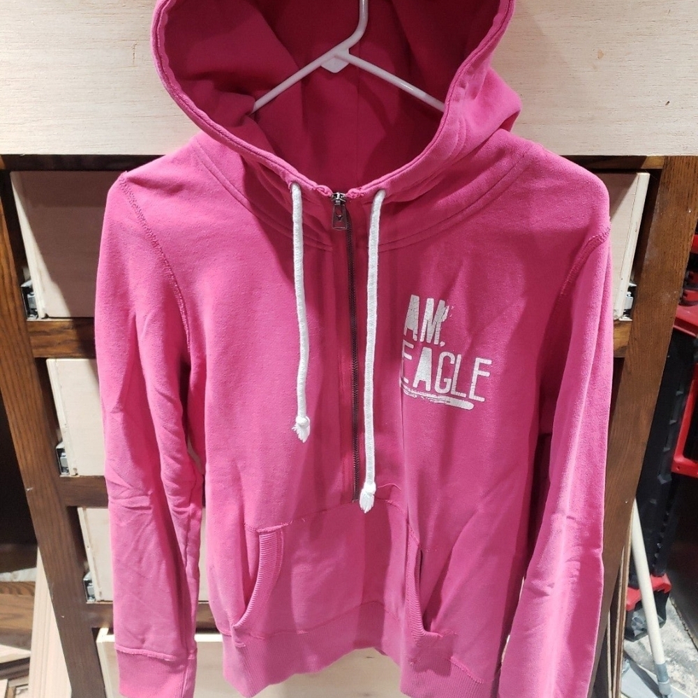 American Eagle Outfitters Women's Pink Hoodie Sweater